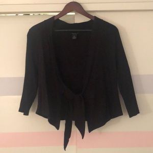WHBM Cropped Tie Cardigan
